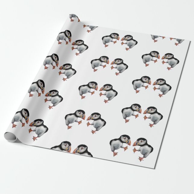 Puffin Dance Wrapping Paper (Unrolled)