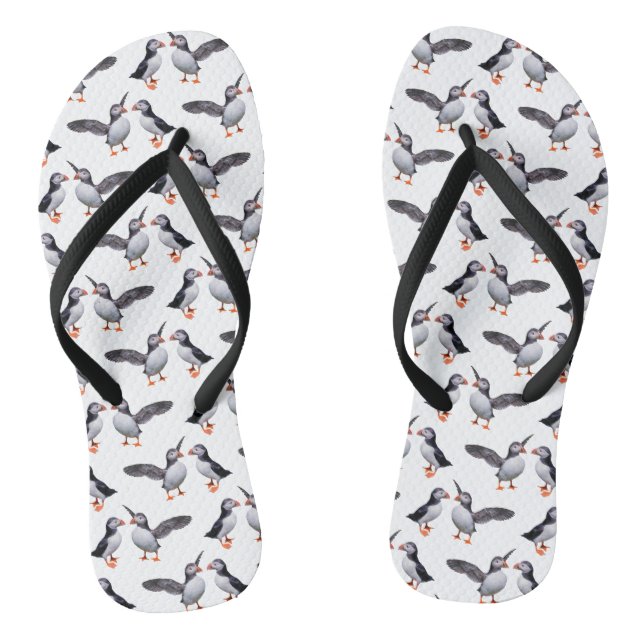 Puffin Frenzy Flip Flops (choose colour) (Footbed)