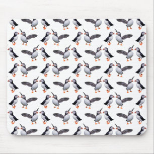 Puffin Frenzy Mousemat (White) Mouse Pad