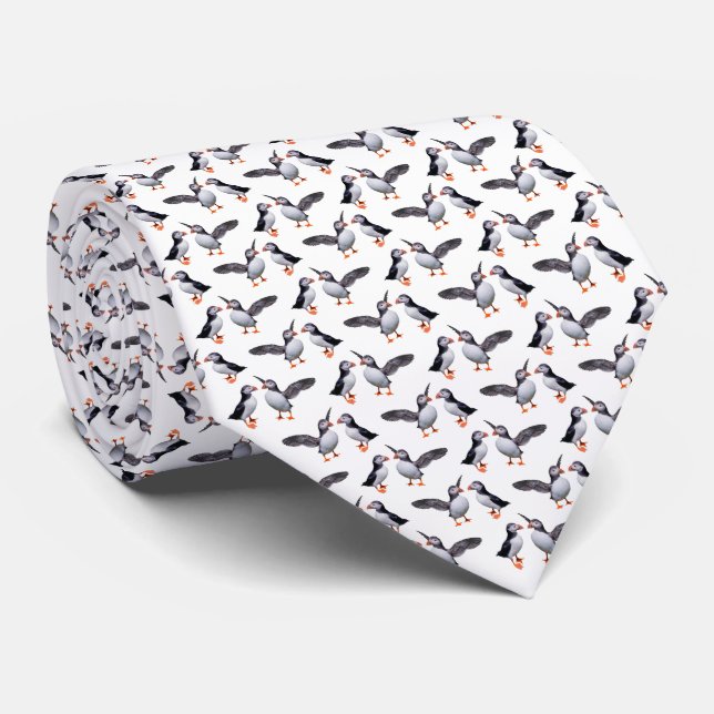 Puffin Frenzy Tie (Choose Color) (Rolled)