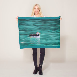 Puffin In Resurrection Bay, Alaska Fleece Blanket