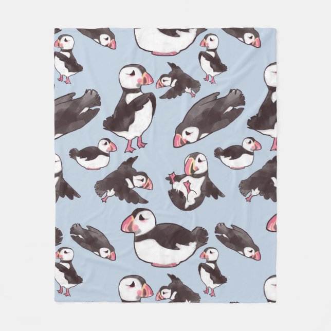 Puffin Medium Fleece Blanket (Front)