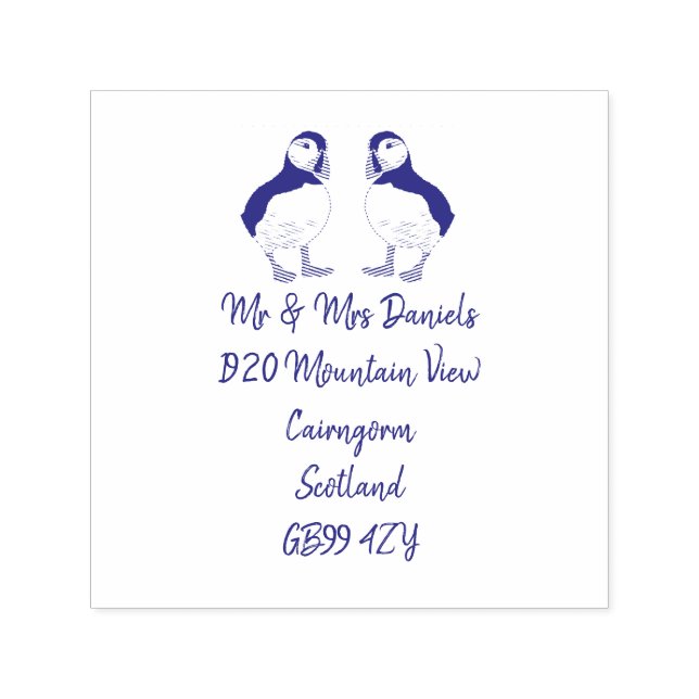 Puffin Mr & Mrs Return Address  Self-inking Stamp (Design)