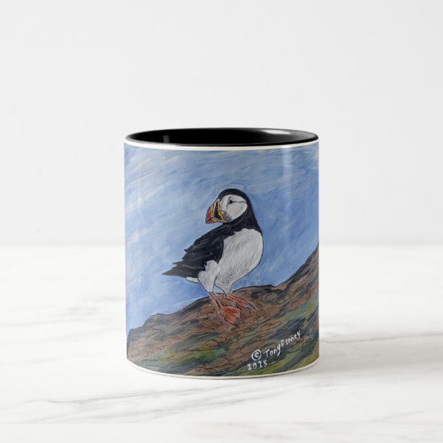 puffin  NL  seabird  special bird Two-Tone Coffee Mug (Center)
