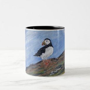 puffin  NL  seabird  special bird Two-Tone Coffee Mug