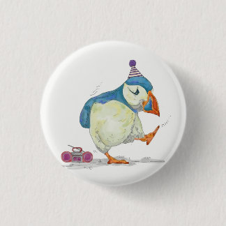 Puffin party 1 inch round button