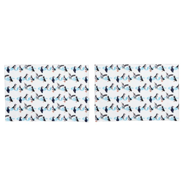 Puffin Party Pillowcase (choose colour) (Front-Set)