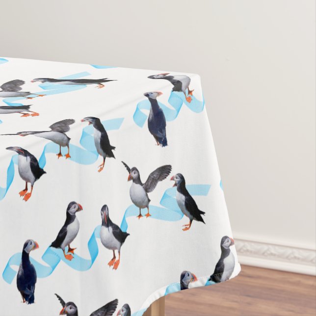 Puffin Party Tablecloth (choose colour) (In Situ)