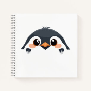 Puffin Peeking Cute Adorable Funny Animal Cartoon Notebook