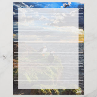 Puffin Rock Lined - 8.5" x 11" Stationery Sheet