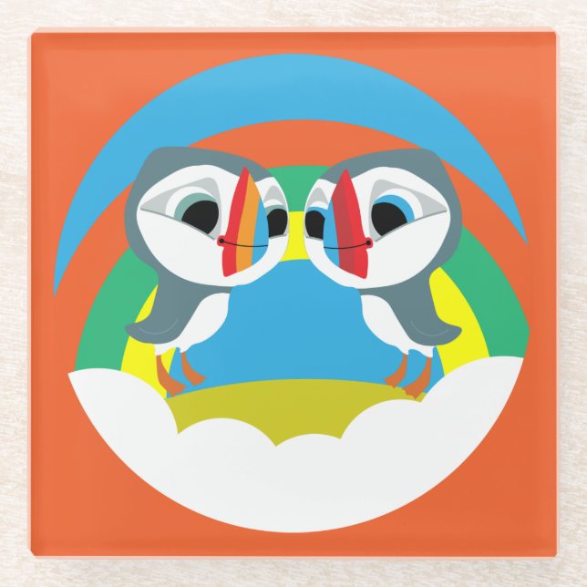 Puffin Rocks Glass Coaster (Front)