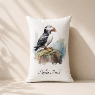 Puffin Shore Cottage Room Accent Lumbar Pillow