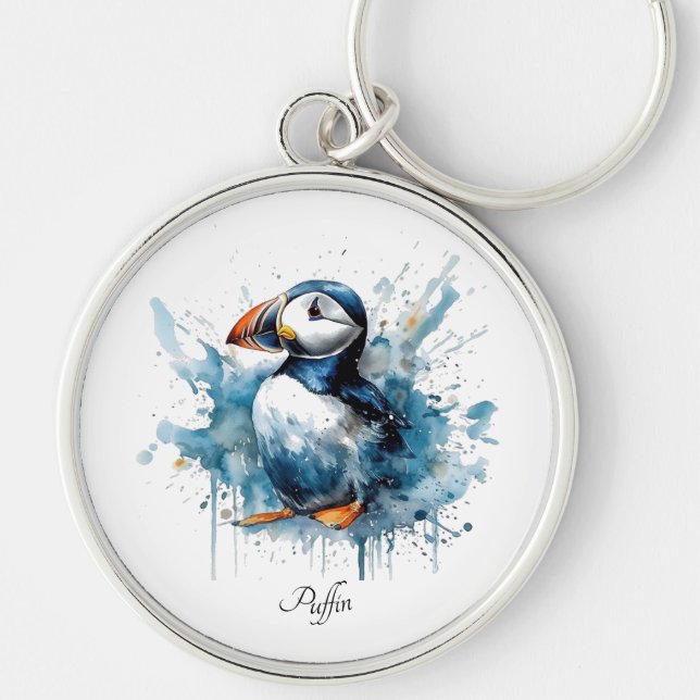 Puffin Splash, custom Keychain (Front)