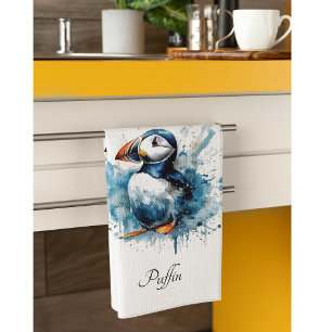 Puffin Splash, custom Kitchen Towel