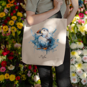 Puffin Splash, custom Tote Bag