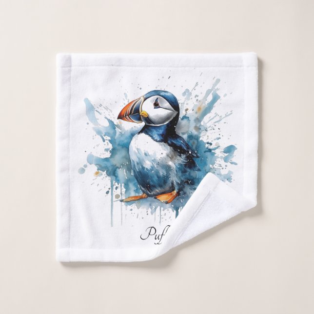 Puffin Splash, personnalisé (Gant de toilette)
