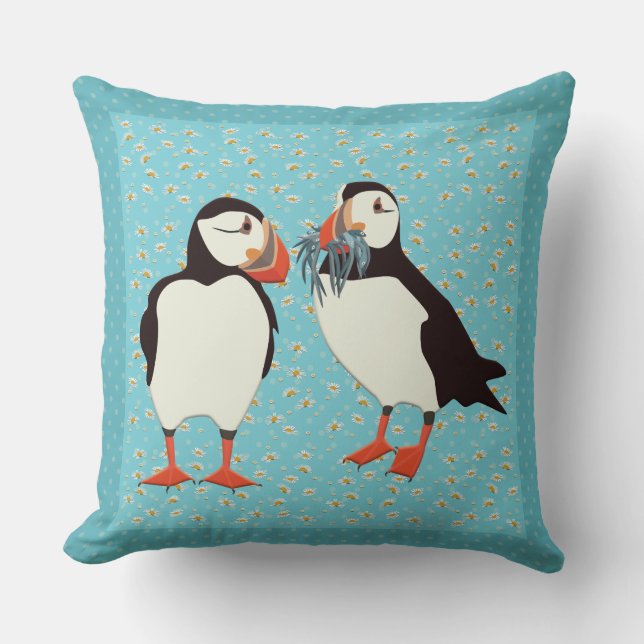 Puffin Throw Pillow (Front)
