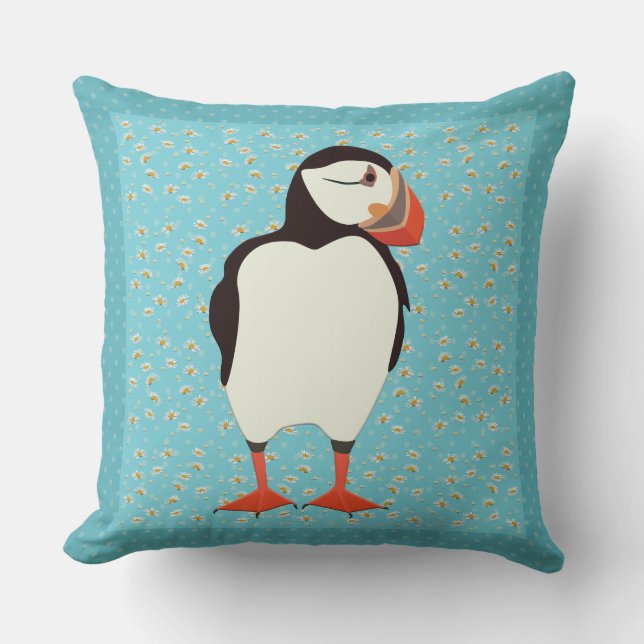 Puffin Throw Pillow (Front)