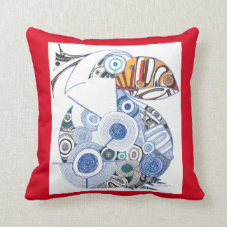 Puffin/ Wanderlust Cotton Throw Pillow