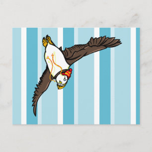 Puffin Wearing A Hat A Knitted Hat Postcard