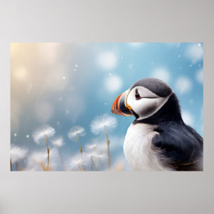 Puffin Wild Bird Animal Tranquil Peaceful  Poster