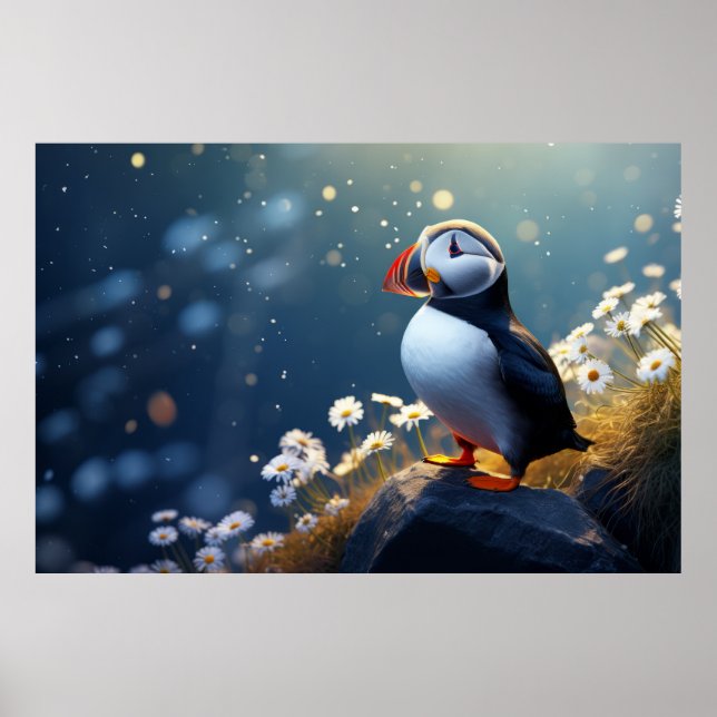 Puffin Wild Bird Animal Tranquil Peaceful  Poster (Front)