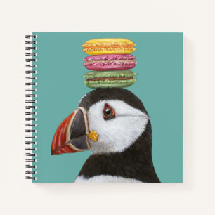 Puffin with macarons notebook