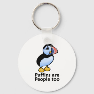 Puffins are People too Keychain