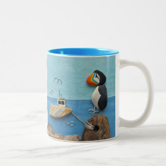 Puffins - Beach Art Collage Mug