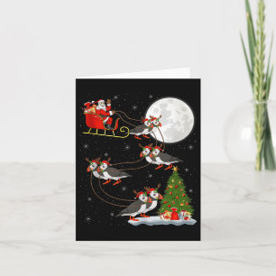 Puffins Bird Santa Sleigh Flying Funny Magical Chr Card