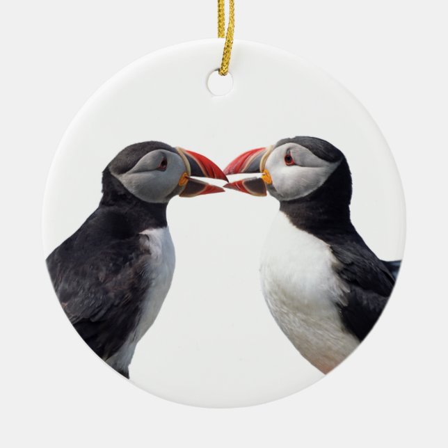 Puffins Ceramic Ornament (Front)