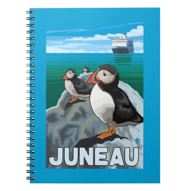 Puffins & Cruise Ship - Juneau, Alaska Notebook (Front)