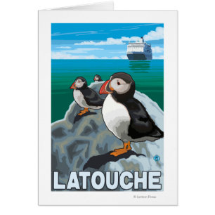 Puffins & Cruise Ship - Latouche, Alaska