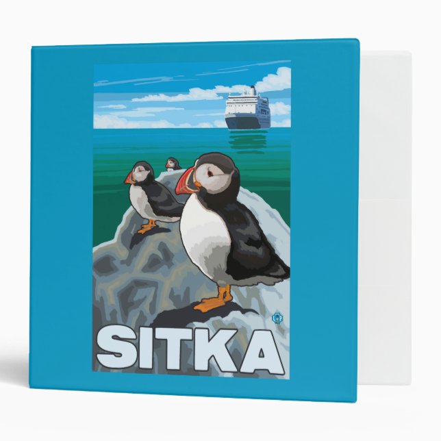 Puffins & Cruise Ship - Sitka, Alaska Binder (Front/Inside)