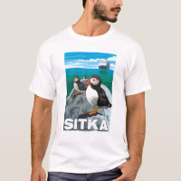 Puffins & Cruise Ship - Sitka, Alaska
