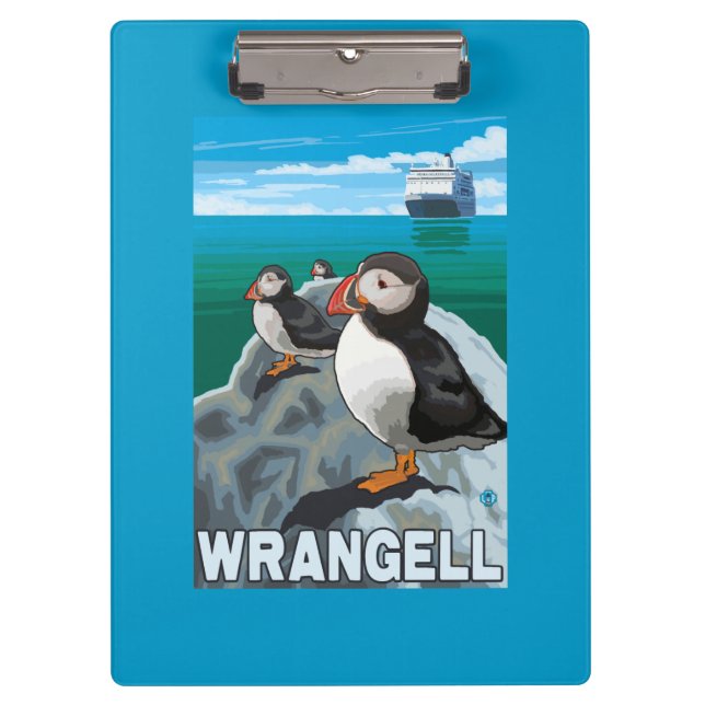 Puffins & Cruise Ship - Wrangell, Alaska Clipboard (Front)