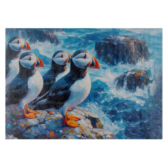 Puffins Cutting Board (Front)