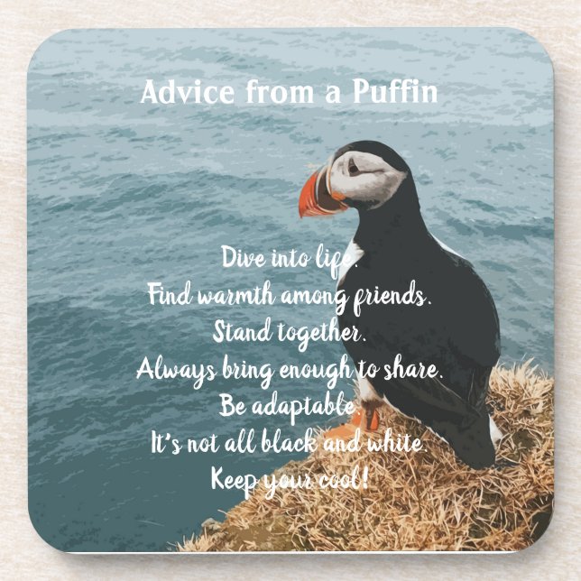 Puffins Design Beverage Coaster (Front)