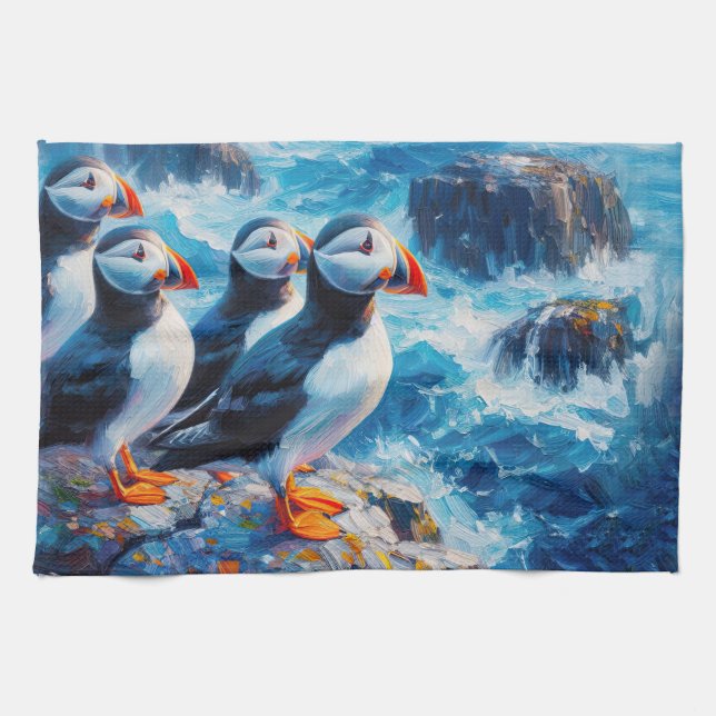Puffins Kitchen Towel (Horizontal)