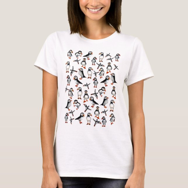 Puffins Pattern T-Shirt (Front)