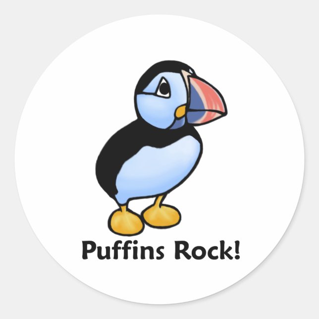Puffins Rock! Classic Round Sticker (Front)