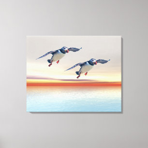 Puffins Stretched Canvas Print