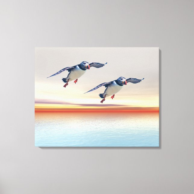 Puffins Stretched Canvas Print (Front)