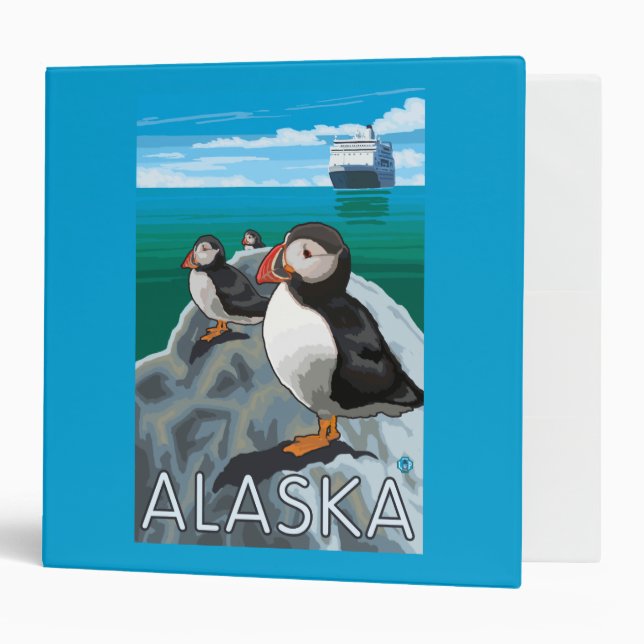Puffins watching a Cruise Ship Binder (Front/Inside)