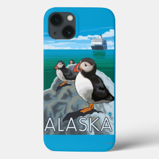 Puffins watching a Cruise Ship iPhone 13 Case
