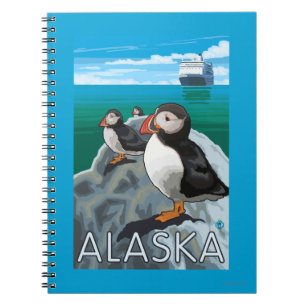 Puffins watching a Cruise Ship Notebook