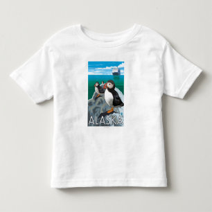 Puffins watching a Cruise Ship Toddler T-shirt