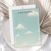 Puffy Clouds Blue Sky Custom Note Card
