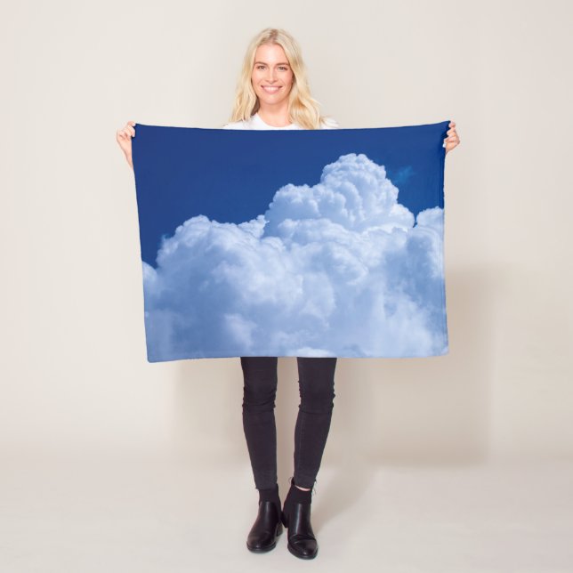 Puffy clouds in blue sky fleece blanket (In Situ)