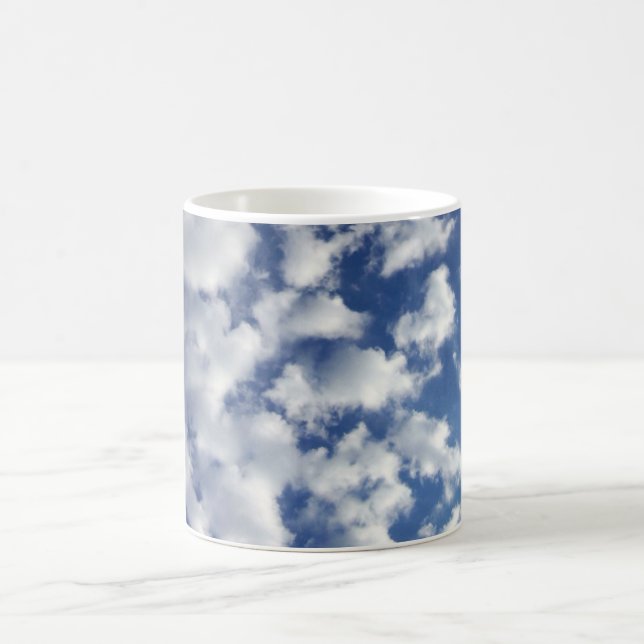Puffy Clouds On Blue Sky Coffee Mug (Center)